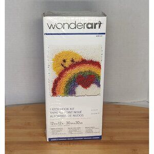 WonderArt Latch Hook Kit Sunshine Rainbow Heart 12 x 12 NEW SEALED USA 426141